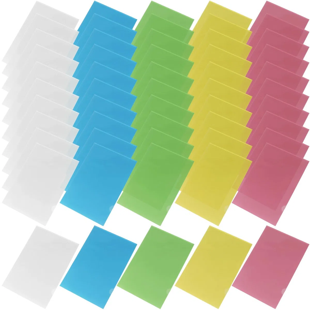 100 fundas de plástico A4 para documentos, fundas transparentes de colores, fundas para documentos de tamaño carta, 14 mil PP, forma de L para páginas individuales, rojo, amarillo, azul, verde