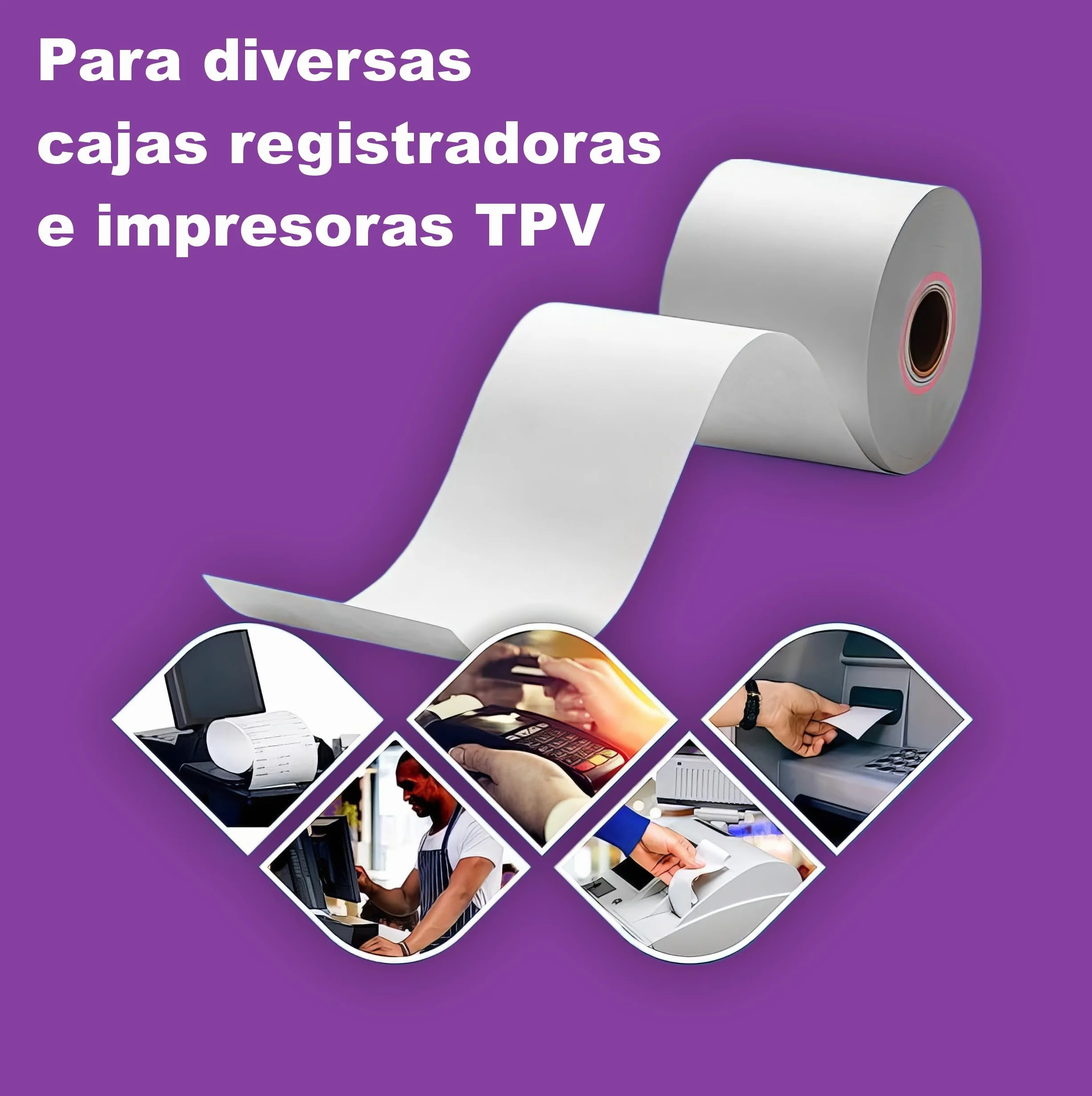 C&P Rollos Papel Térmico 80x80x12 mm para Sumadora Impresora TPV, Sin Bisphenola (48 unidades)
