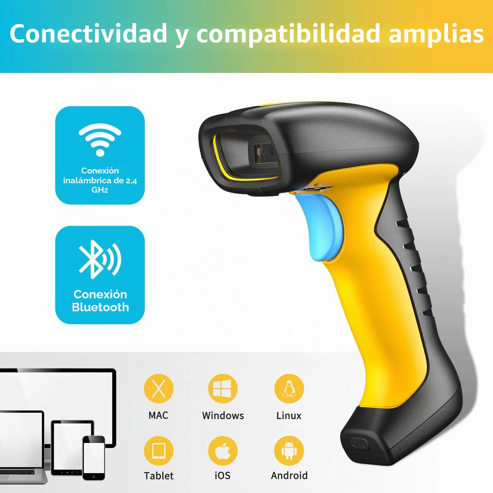 NETUM Escáner De Códigos De Barras Industrial Bluetooth QR Actualizado Con Base De Carga, Lector Inalámbrico 2D 1D 2600mAh Resistente A Caídas Polvo Manos Libres Para Windows Mac Android iOS (NT-1200)