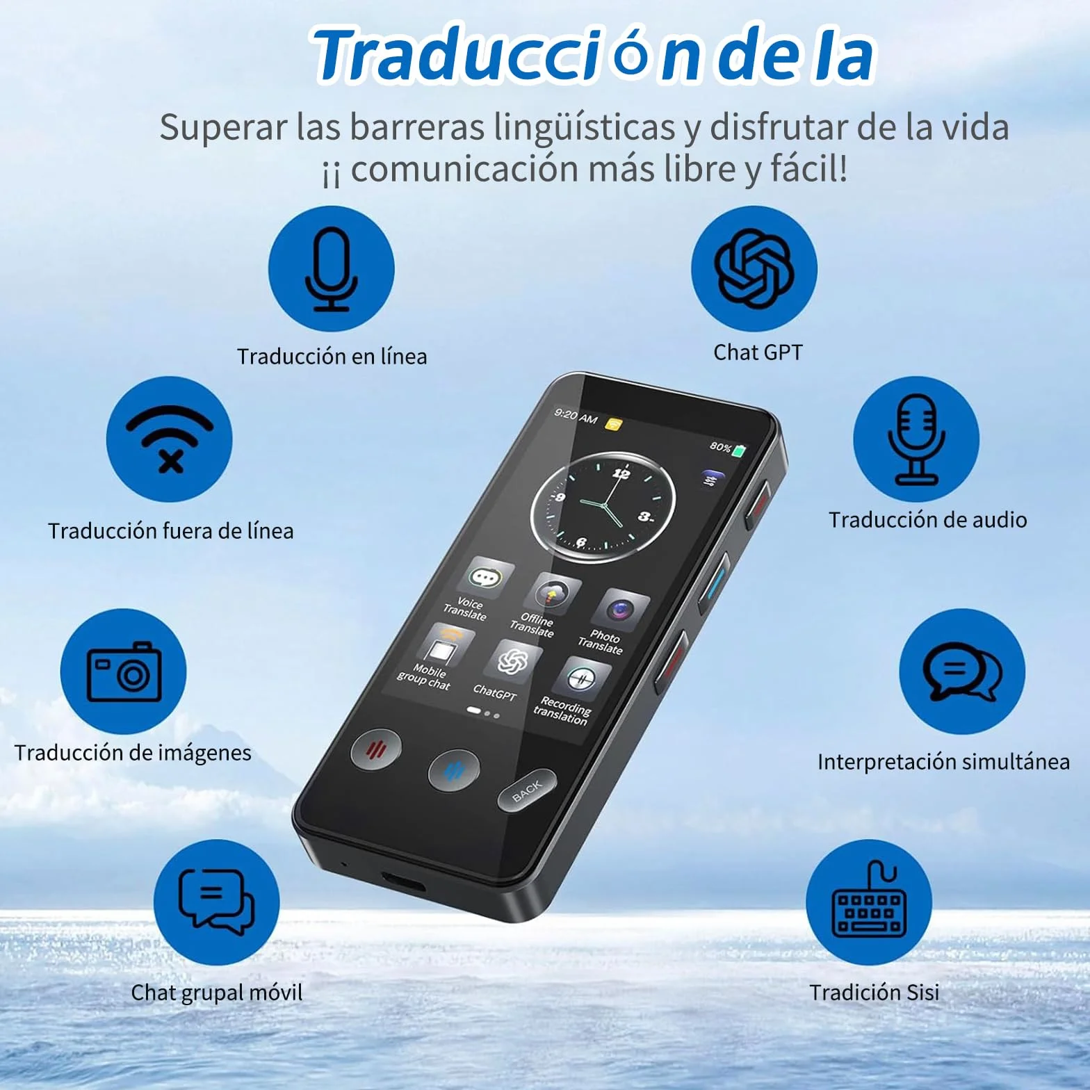 Dispositivo de Traducción Idioma, Traductor AI Inteligente de 143 Idiomas con,Traducción Desconectado y Traducción Bidireccional Instantánea,Aprender Regalos de Negocios de Viaje