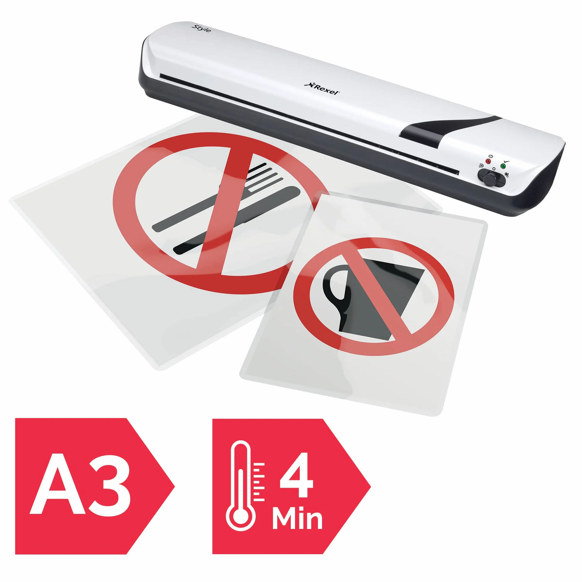 Rexel Plastificadora Style A4 para el Hogar y la Oficina, 6 x 35 x 13 cm – Blanco