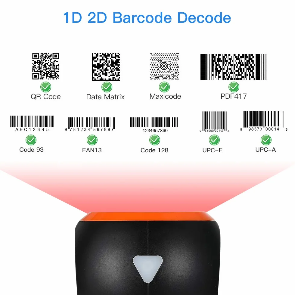 Eyoyo 1D 2D QR Escáner de código de Barras de Escritorio con Gran Ventana de escaneo, Lector de código de Barras Manos Libres Escáner con Plataforma de escaneo de Pantalla QR para almacén, PC
