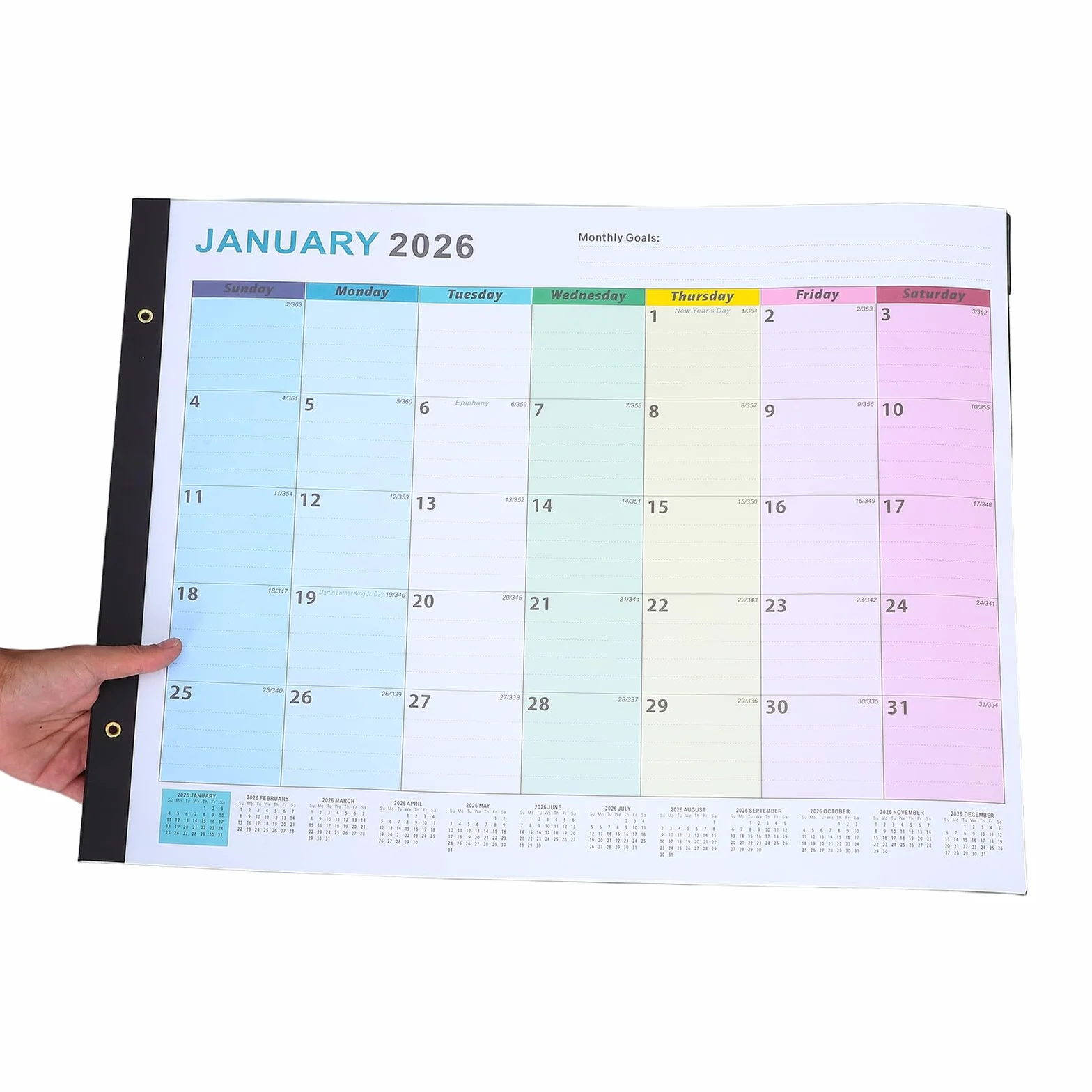Hemobllo Calendario de Pared Planificador Mensual Vertical Grande para Organizar el Hogar y Oficina Calendario Anual Colgante