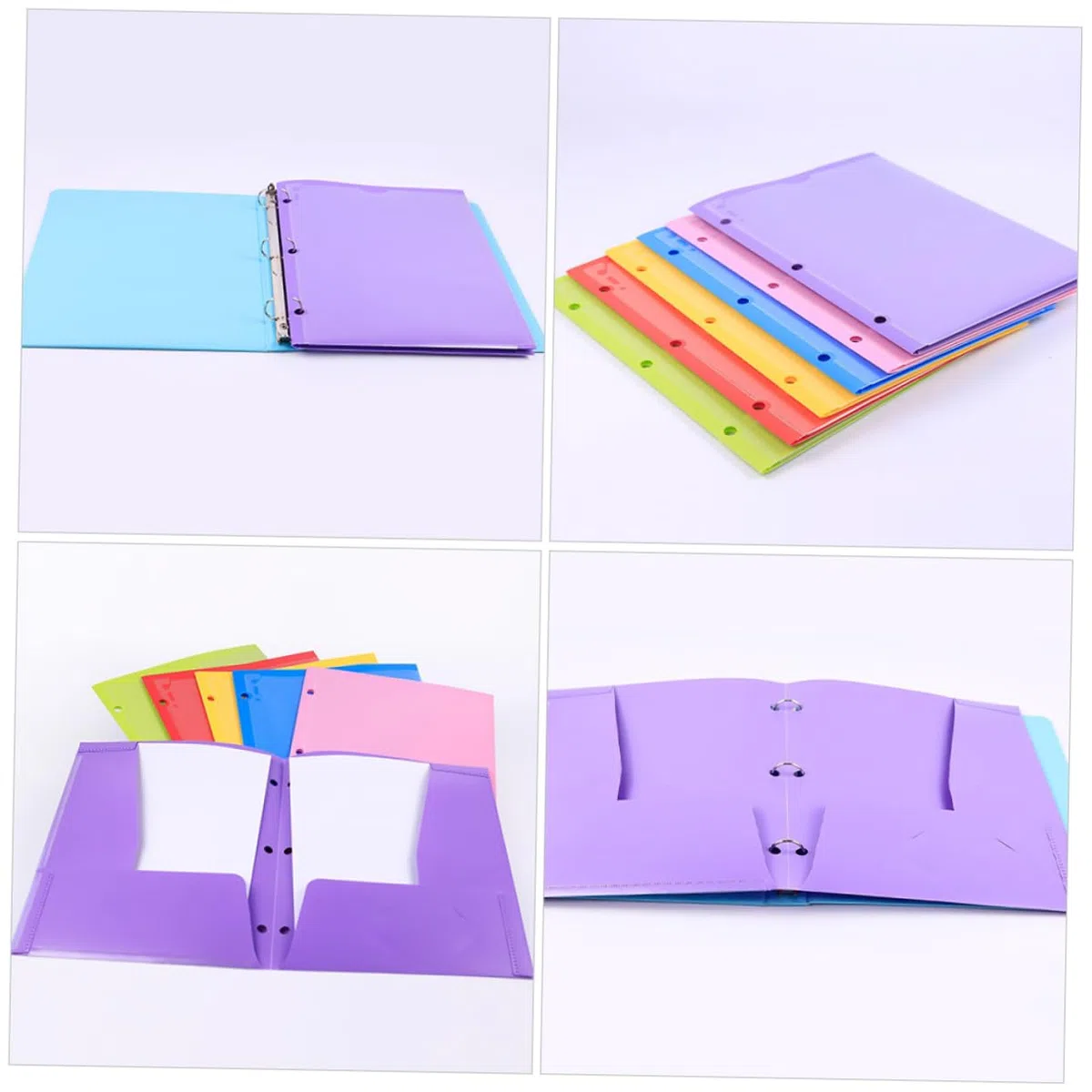 Carpeta de Plástico A4 Doble Bolsillo y 6 Piezas Pp | Diseño de Doble Ranura Fundas Transparentes, para Papeles de Oficina y Exámenes, Formato de Archivo Color Aleatorio