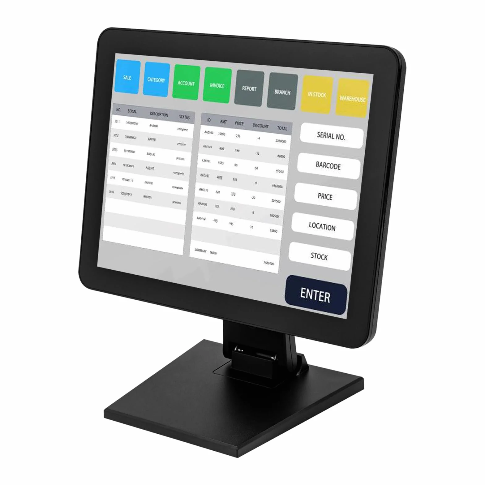 Caja registradora de 15 pulgadas, sistema de caja registradora, pantalla LCD táctil, modo táctil de diez puntos para venta al por menor, catering, hostelería
