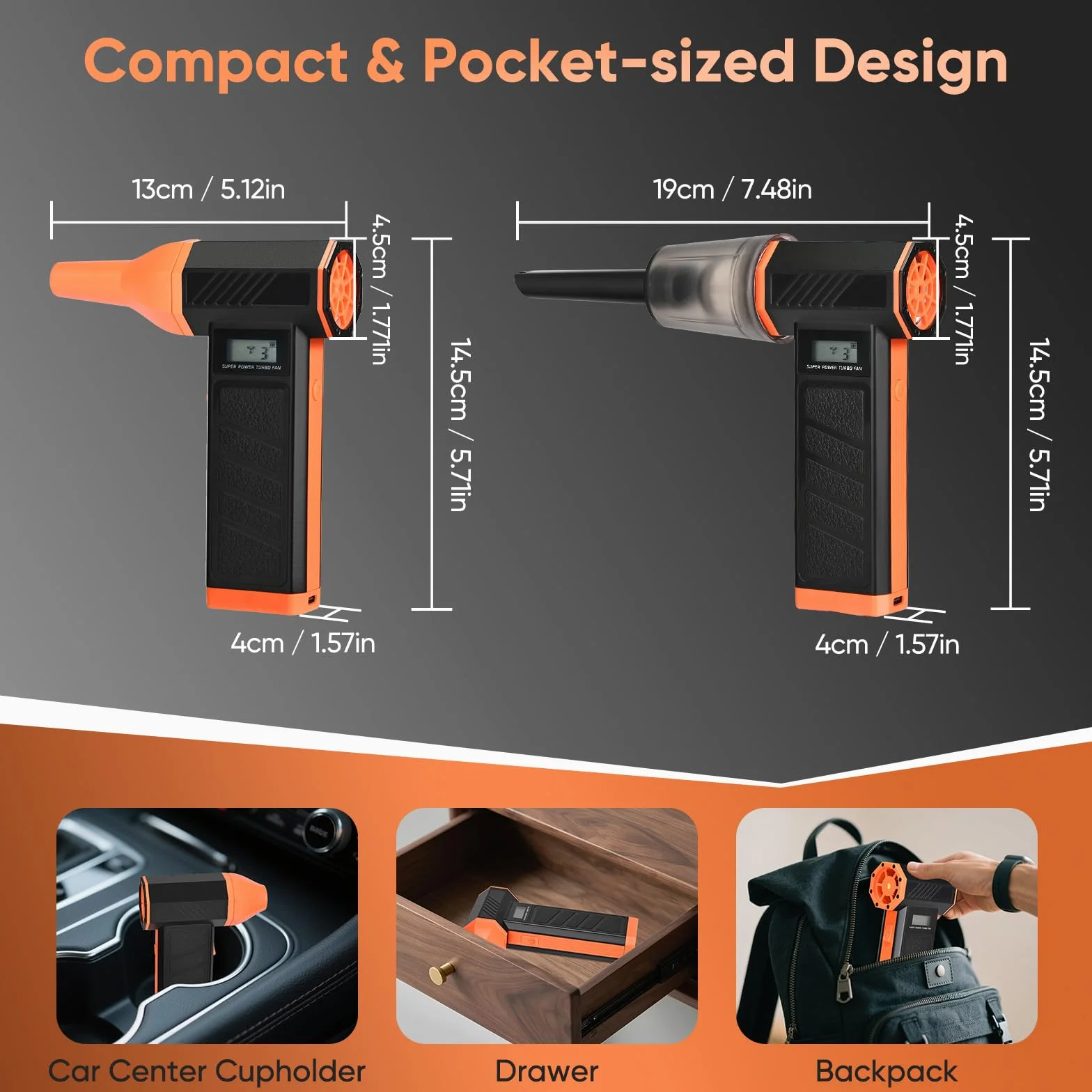 Soplador de Aire portátil y aspiradora 2 en 1, soplador de Aire inalámbrico de 150 000 RPM, Recargable de 5000 mAh, eliminador de Polvo para Limpieza de PC, Teclado, Coche, sofá, hogar.