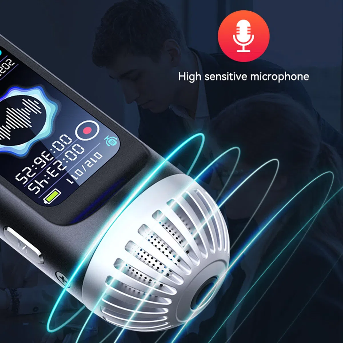 Grabadora Activada por Voz, Reducción de Ruido Grabadora de Voz Portátil de Reproducción de Música HiFi con Micrófono para Reuniones (32GB)
