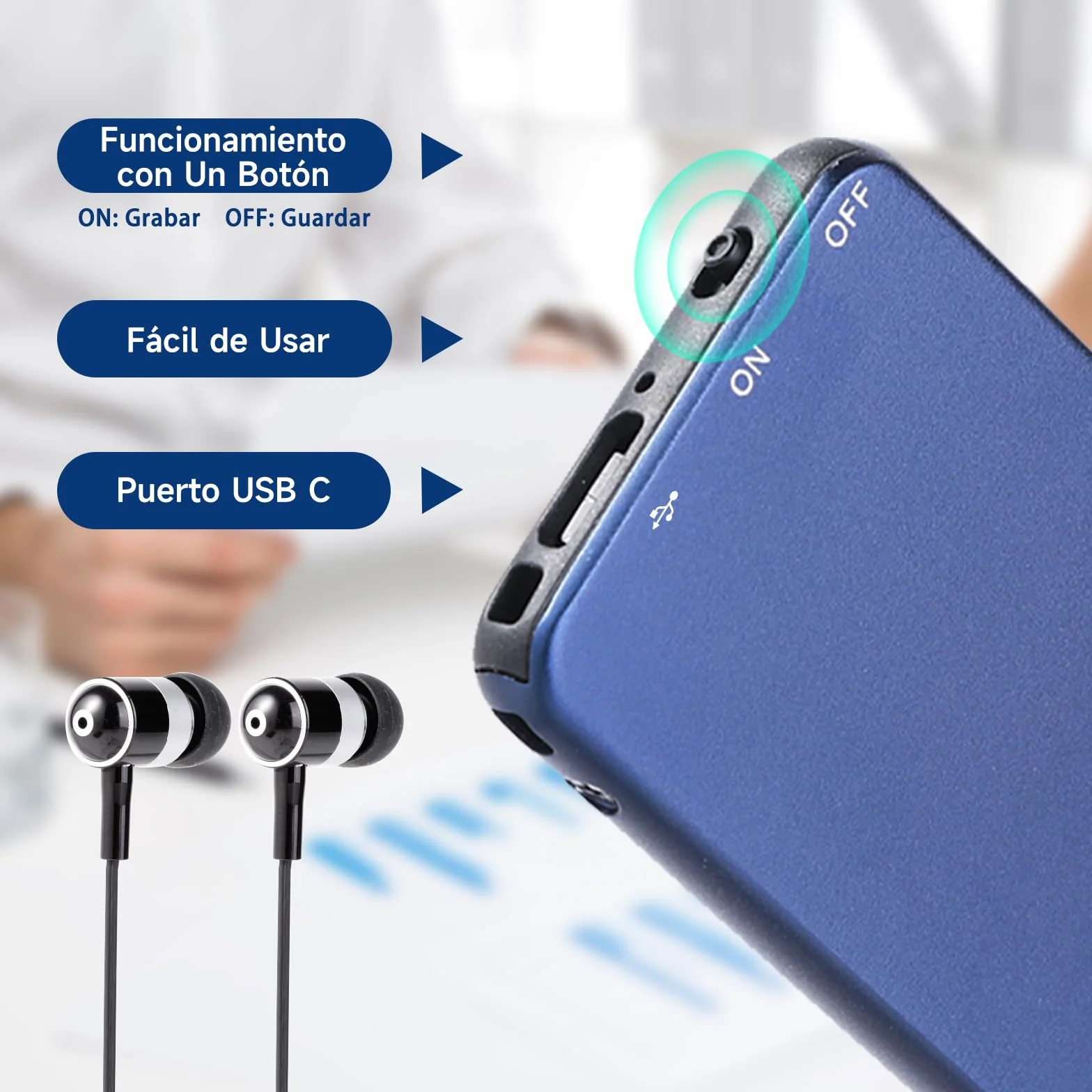 Vormooi 64GB Mini Grabadora de Voz con Activación por Voz y Cancelación de Ruido