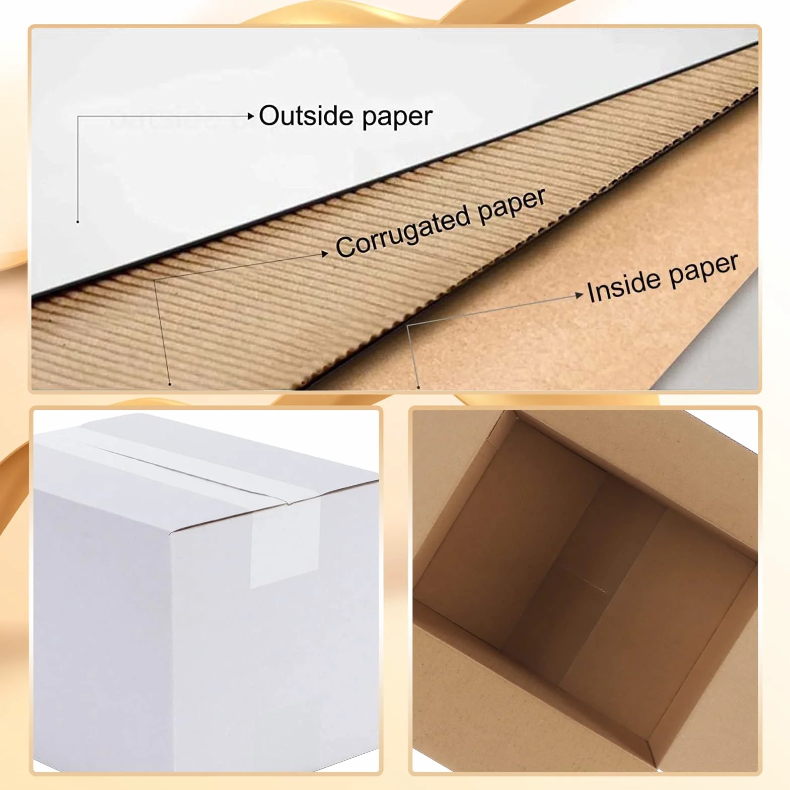 EYMPEU Cajas de Cartón 20,4x15,3x15,3cm Con Tapa, Pack 40 Cajas Pequeñas Onduladas, Blanco