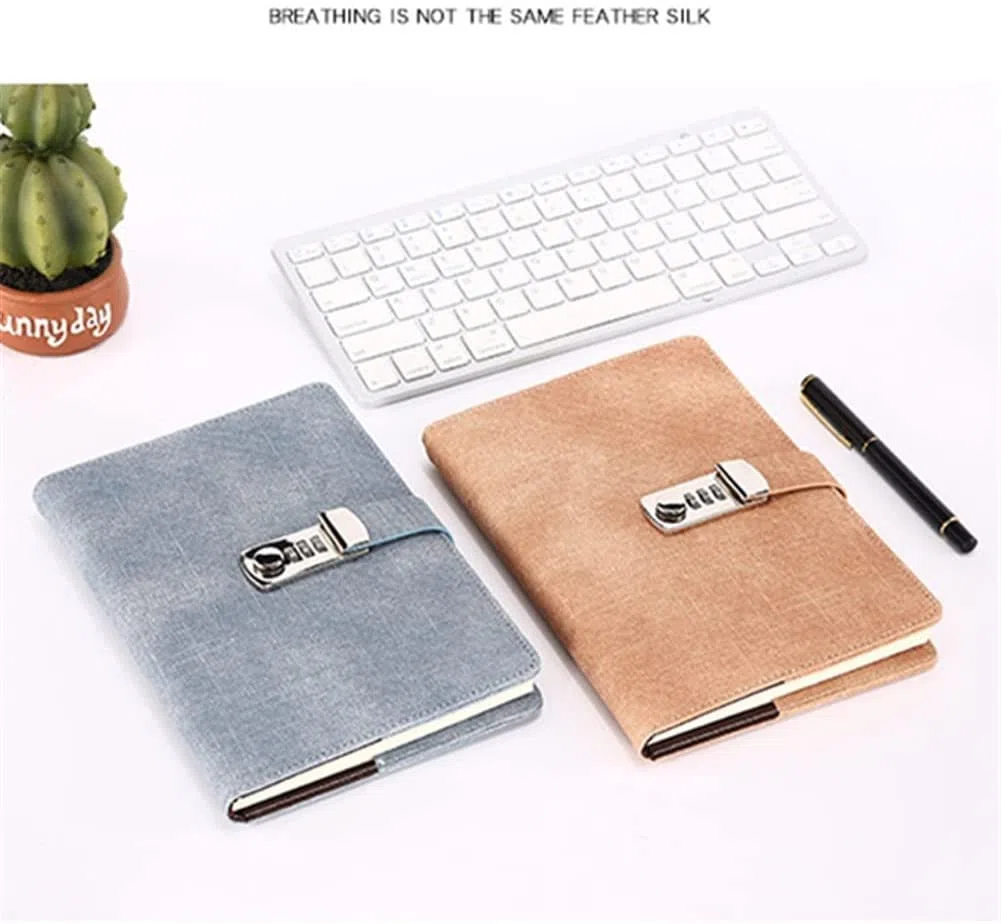 ACiyD Contraseña Cuaderno Papel Bloqueable Libro portátil PU Cuero Diario Cerradura Diario del Viajero Plan semanal Papelería Escolar Regalos (Color : Style B) (Color : Style C) (Style D)