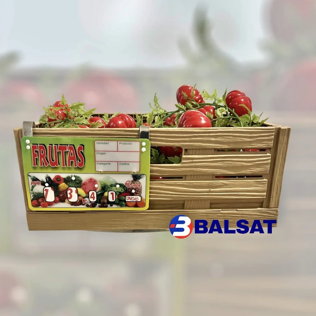 BALSAT Portaprecio Frutas Pizarra 12 ud Ganchos metálicos