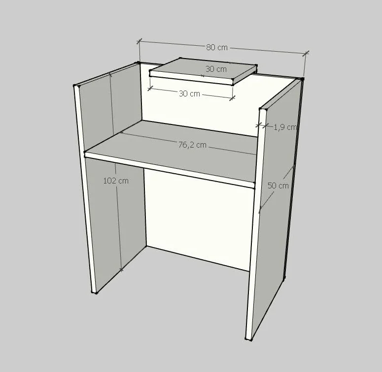 Mostrador de Recepción y Oficina 80x105x50 cm 19mm Blanco Olmo Fabricado en España