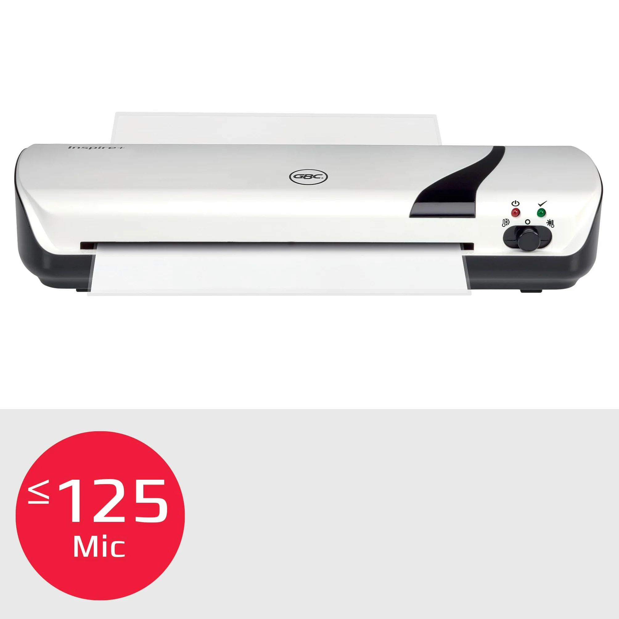 Plastificadora Inspire+ A4 Compacta, Calentamiento Rápido 4 Minutos, Modo Frío, 2x75-125 Micras, 5 Fundas, Blanco