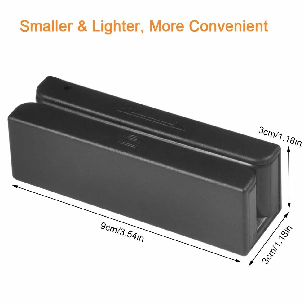 PUSOKEI Lector de Tarjetas de Banda magnética USB MSR580, Swiper de Tarjeta de crédito Swiper Mini mag Hi-Co de 3 Pistas