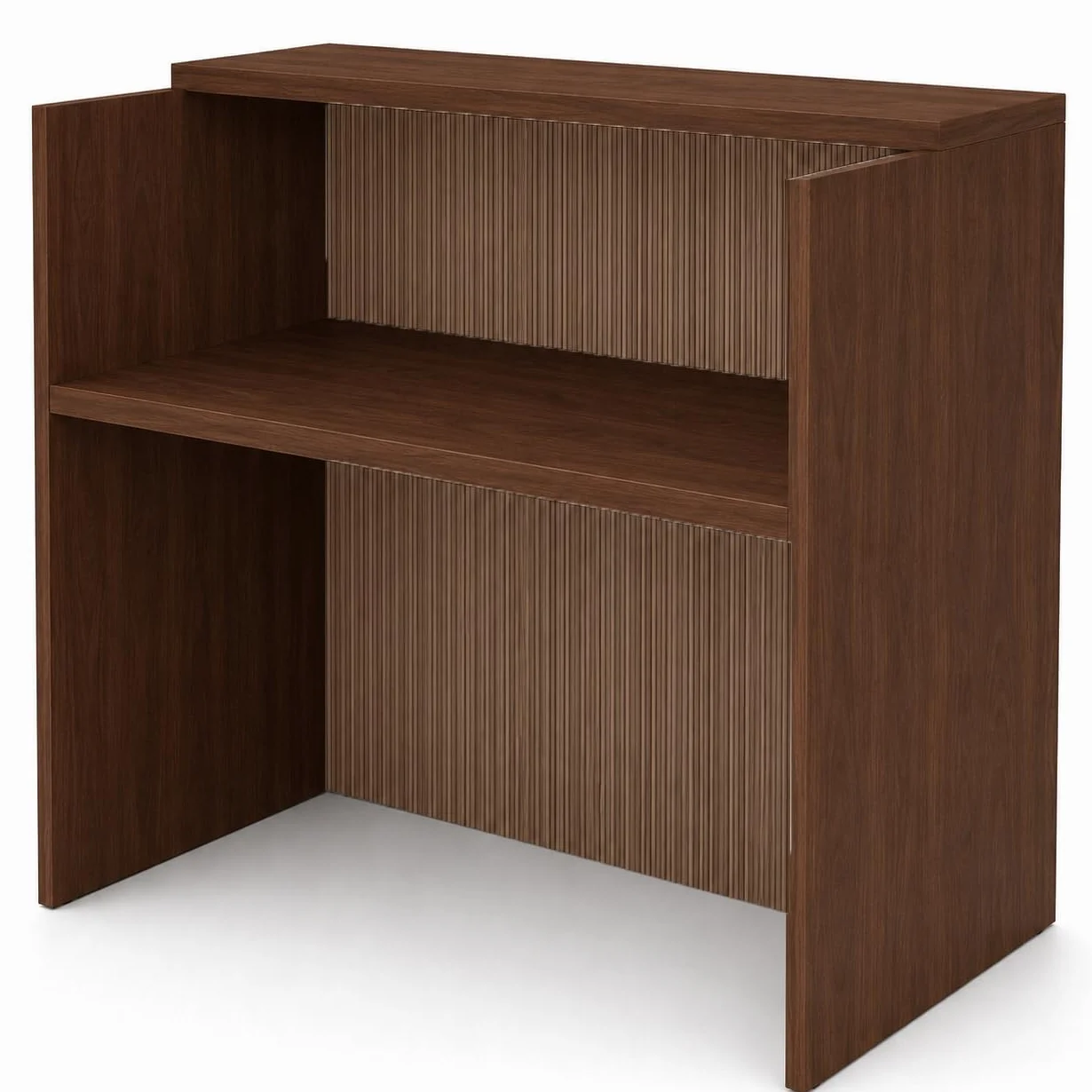 Mesa Mostrador de Recepción Compact Milos 100cm Nogal Efecto Listones