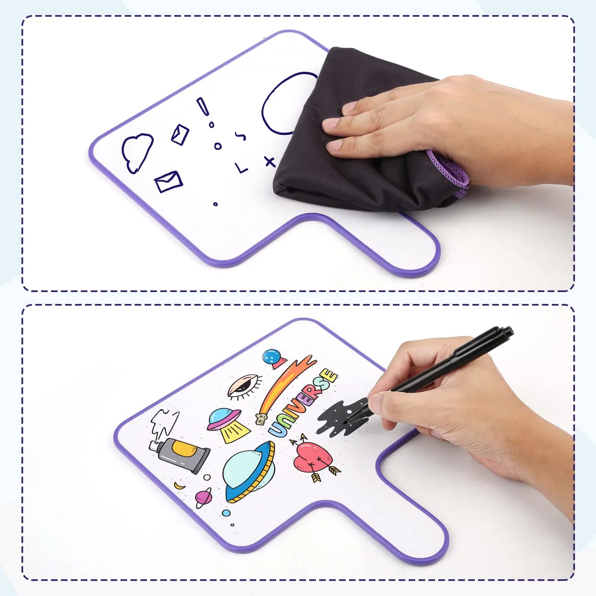 12uds Paleta de Respuesta de Borrado, Pizarra con Asa Paquete de Pizarra Blanca de Doble Cara de Borrado en Seco para Oficina Escuela Aula Enseñanza Reunión Fiesta Familiar (24,6x20cm)
