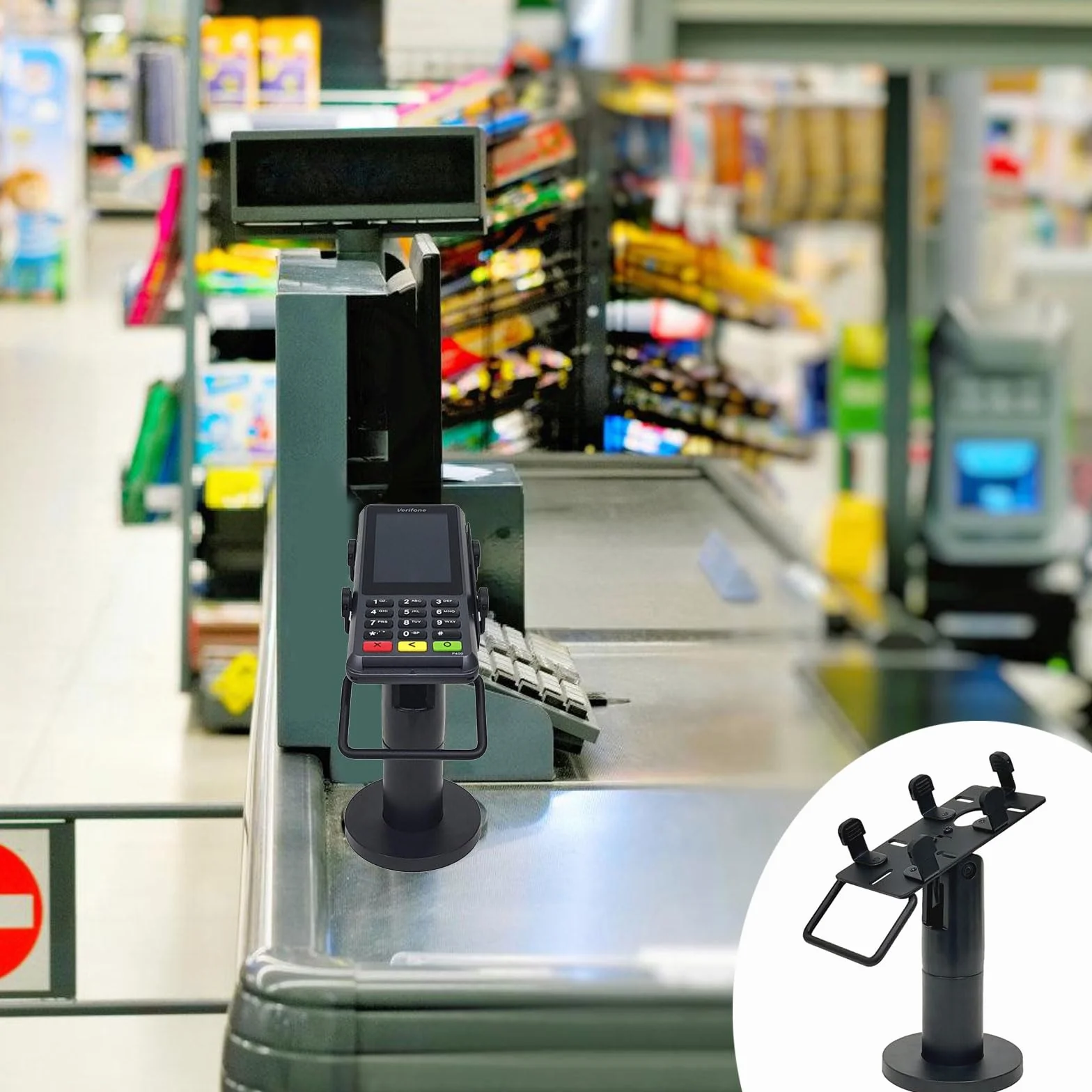 Soporte de visualización para máquina POS, terminales de tarjeta ajustables con canales de cable ocultos, montaje Pos