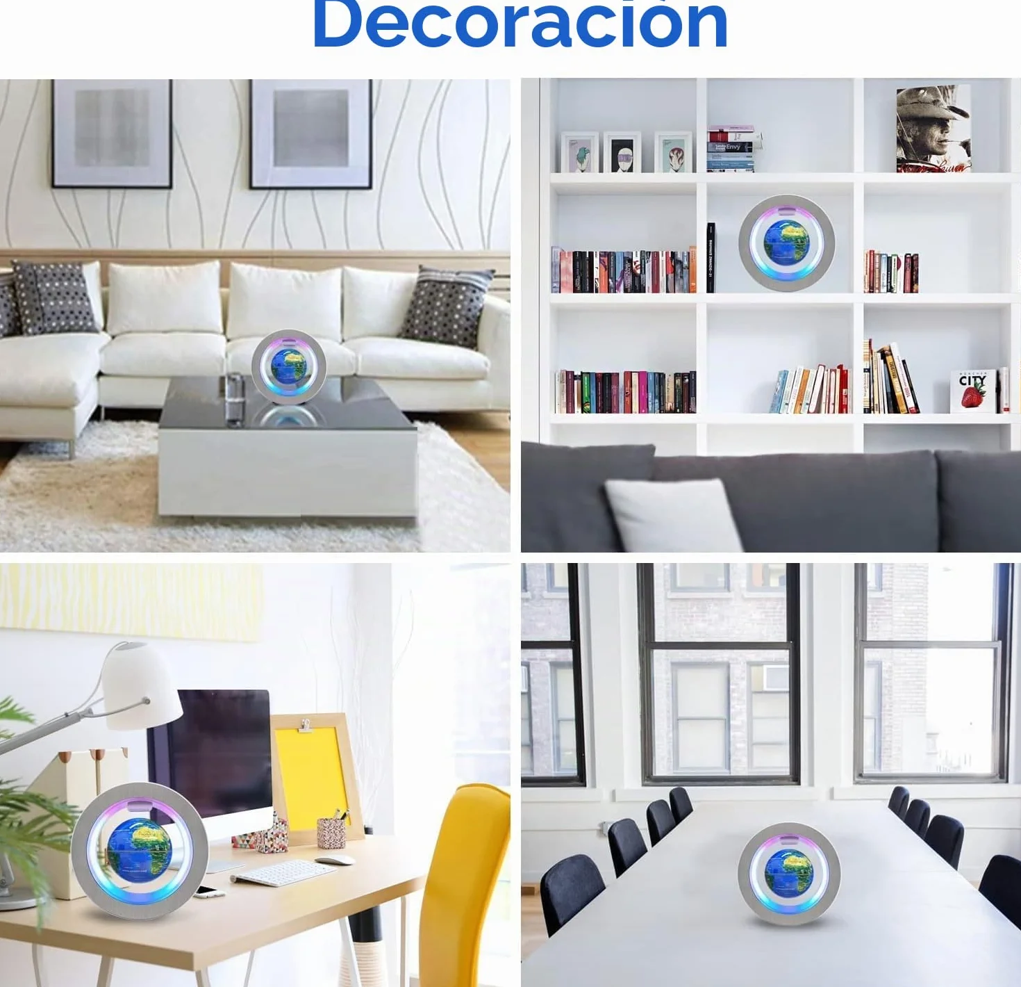 Flagest Globo flotante de levitación magnética – Globo levitante en forma de O con luces LED para educación, hogar, oficina, escritorio, regalo de fiesta de cumpleaños