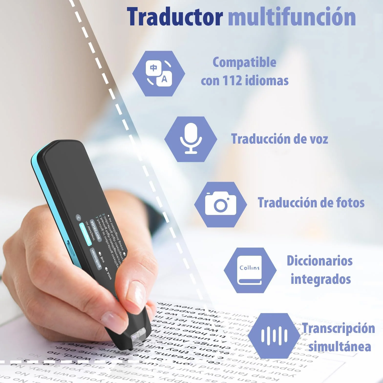 NEWYES Lápiz Escáner| Independiente inalámbrico| Pantalla táctil LCD| Lápiz de Lectura OCR| Traductor multilingüe| Voz y escaneo a Texto