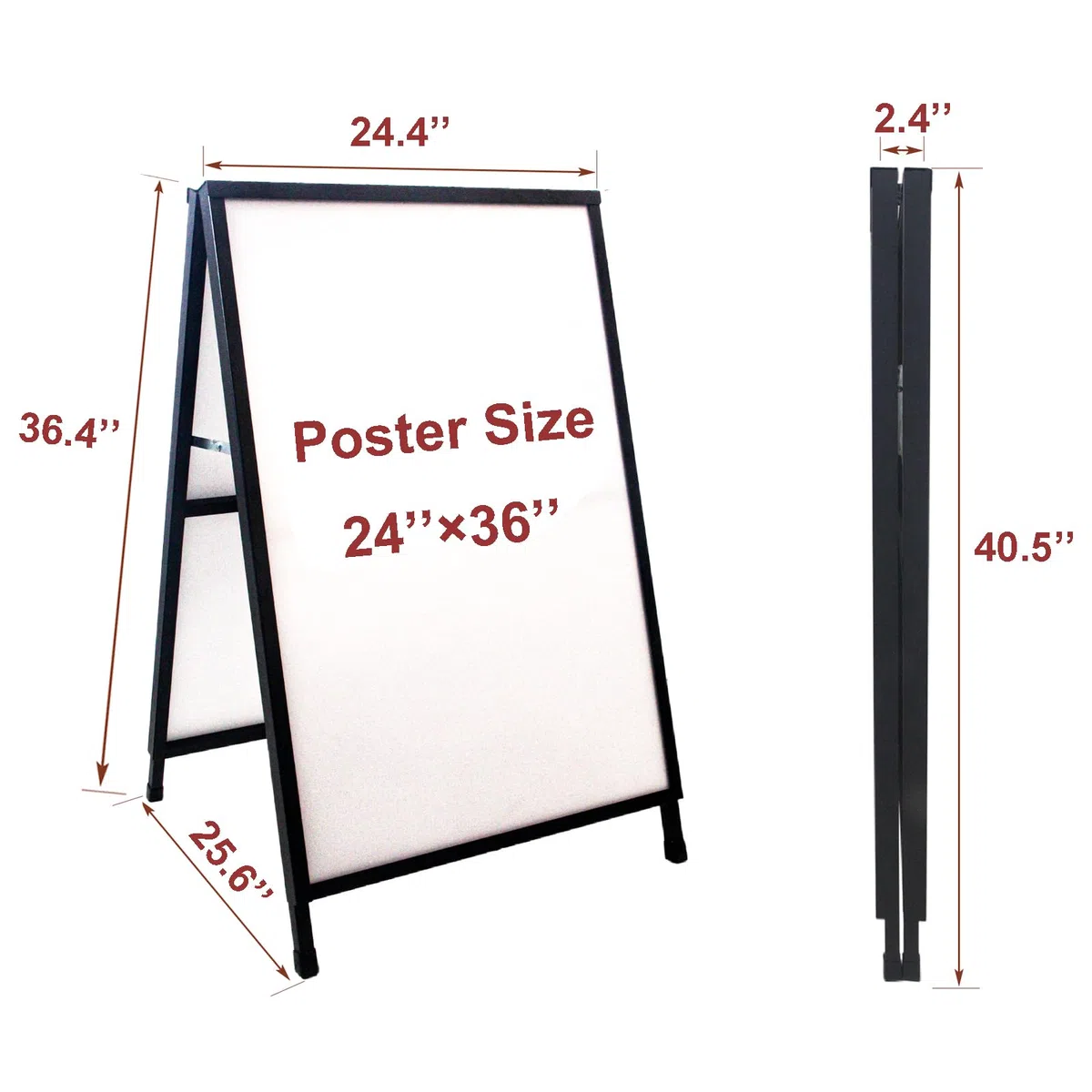 YDisplay Letrero de acera con marco en forma de A de 24 x 36 pulgadas, para exteriores, resistente, de doble cara, incluye 2 cubiertas antirreflejos y tableros corrugados para negocios, interiores y