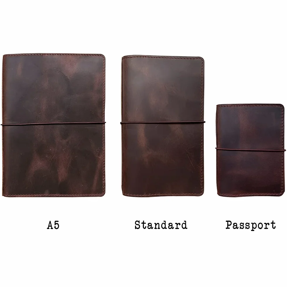 Cubierta para Cuaderno de Viajeros newestor con Bolsillos Interiores, Ranuras para Tarjetas y Soporte para Bolígrafo, Tamaño A5, Marrón Oscuro
