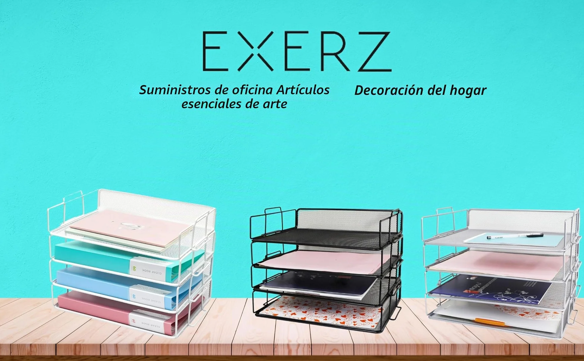 Exerz Clasificador de Papel 4 Niveles Bandejas de Escritorio Apilable Blanco