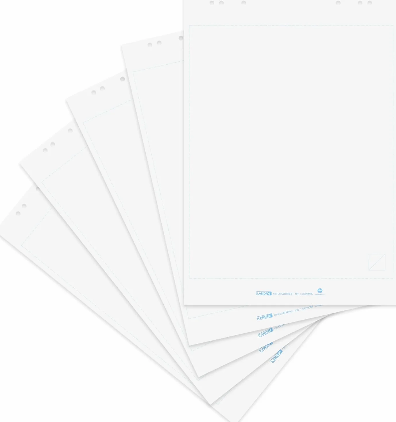 Landre 100050588 - Blocs para rotafolio, fabricada en material reciclado, 65 x 98 cm, 20 hojas en blanco, 80 g/m², 5 unidades