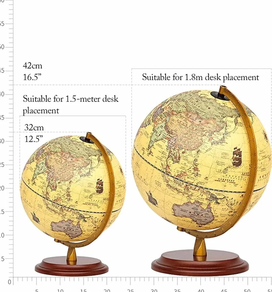 HRTC Globo La última versión del Globo terráqueo Retro Iluminación de Escritorio Globo terráqueo Rotación Globo geográfico Libro de Texto práctico