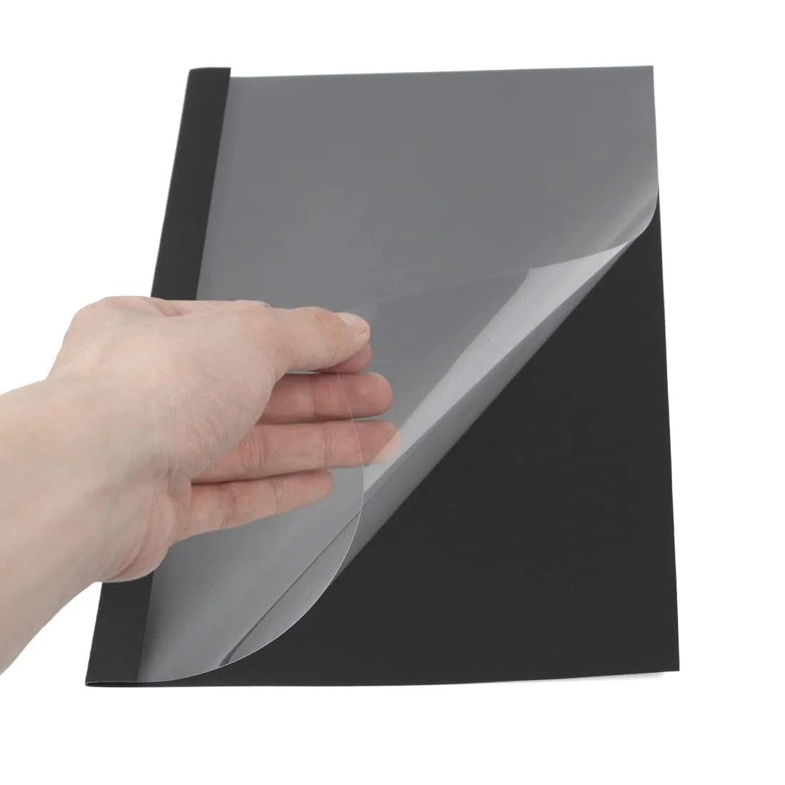 RAYSON Cubiertas térmicas de 3 mm, encuaderna hasta 25 hojas A4, transparente/negro, pack de 25