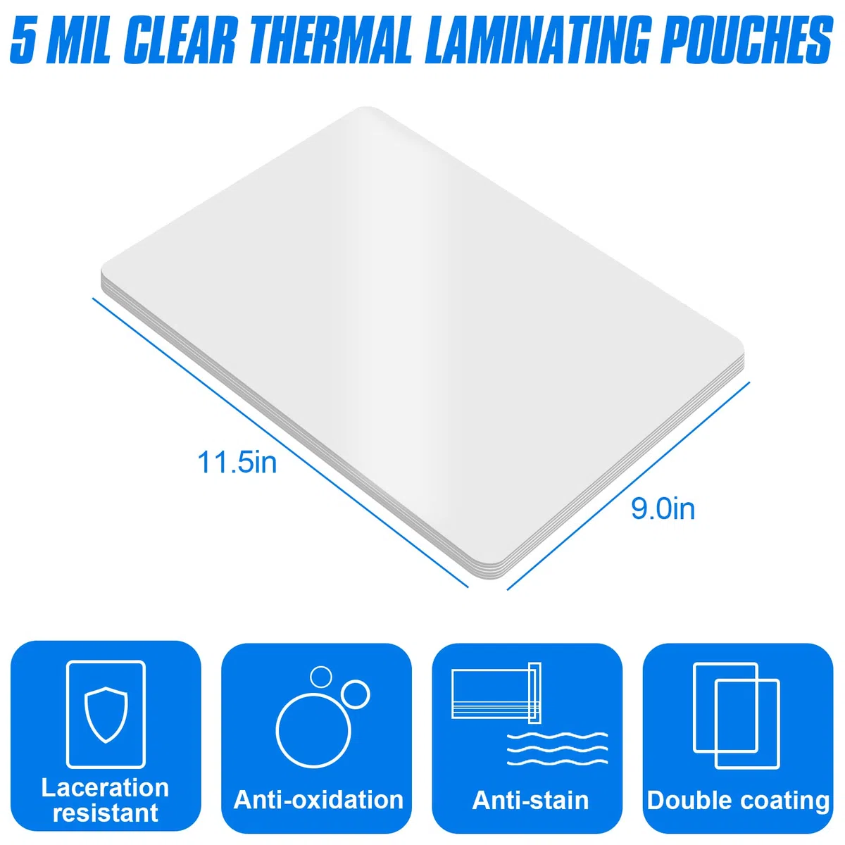 HERKKA Paquete de 300 hojas de laminación, capacidad para hojas de 8.5 x 11 pulgadas, bolsas de laminación térmica transparente de 5 mil, papel de laminación de 9 x 11.5 pulgadas para laminador,