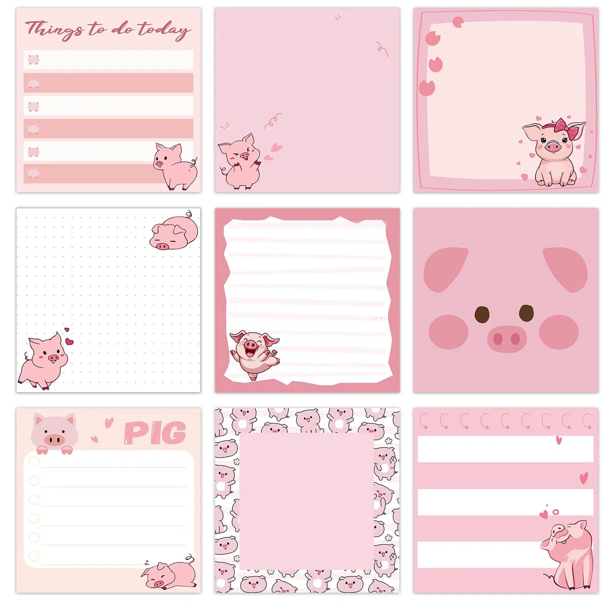 9 blocs de notas adhesivas con diseño de animales de dibujos animados, 3 x 3 pulgadas, bloc de notas adhesivas, decoración de oficina, regalos para estudiantes, escuela, oficina, reuniones