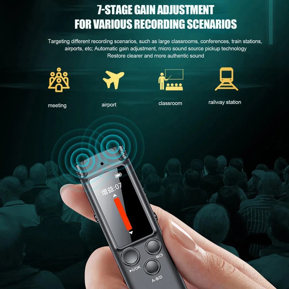 Pluma Grabadora De Voz Digital, Dispositivo De Grabación De Sonido De Graba | Reducción de ruido, dictáfono grabador HD con micrófonos duales y pantalla