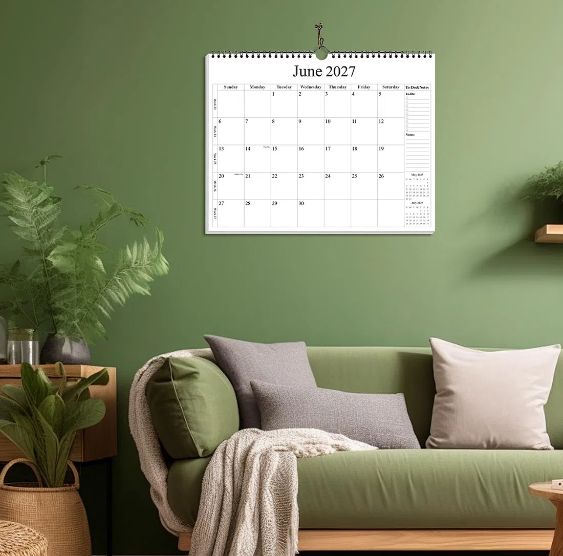 Calendario 2024-2025 – Calendario de pared 2024-2025 de enero de 2024 a junio de 2025, calendario de 18 meses con papel premium, encuadernación de doble alambre y gancho para colgar, 12 x 14.5