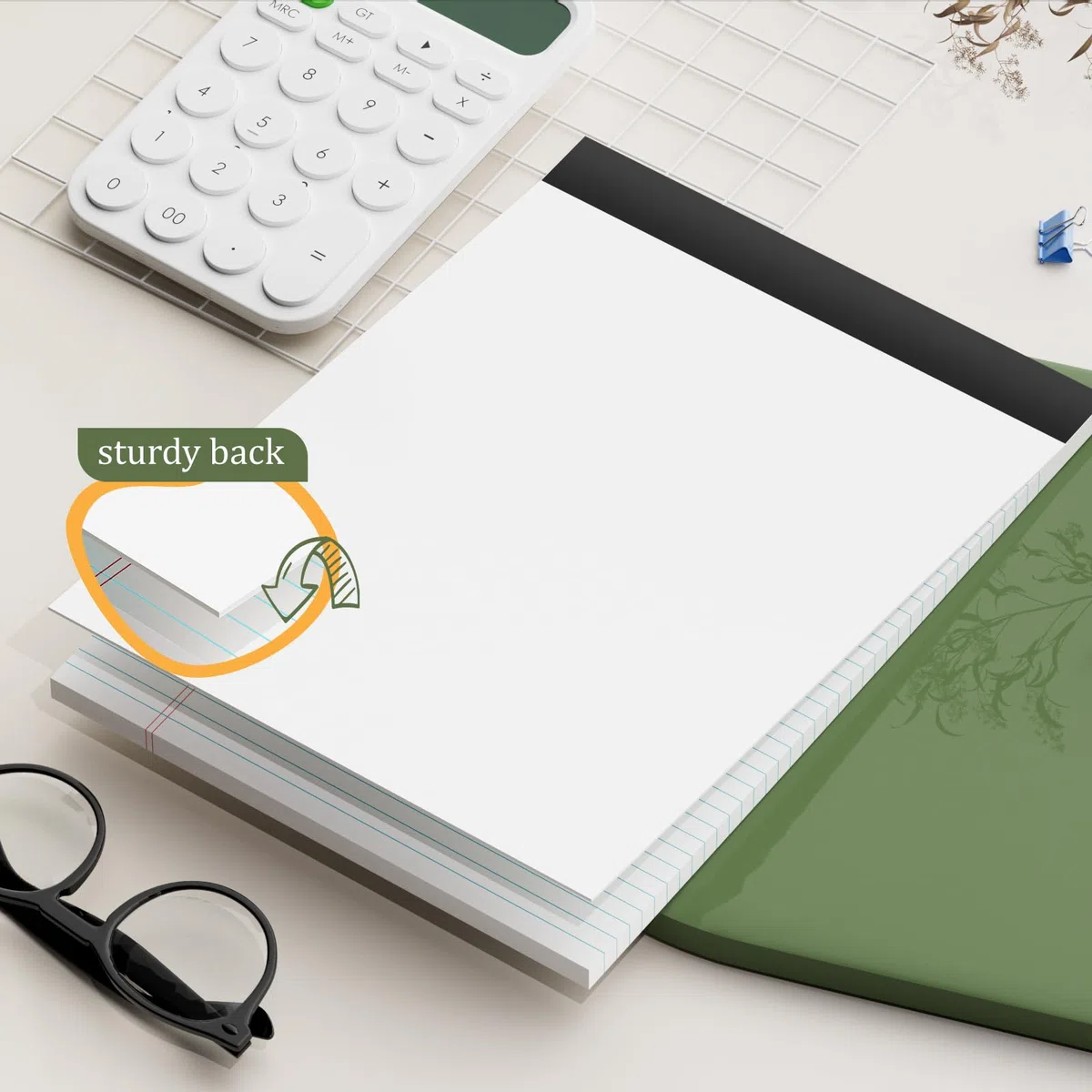 AILZFEI Paquete de 12 blocs de notas tamaño legal de 21,6 x 29,8 cm, cuaderno rayado universitario de papel blanco, bloc de notas con rayas estrechas, 30 hojas, bloc de notas perforado, impresión