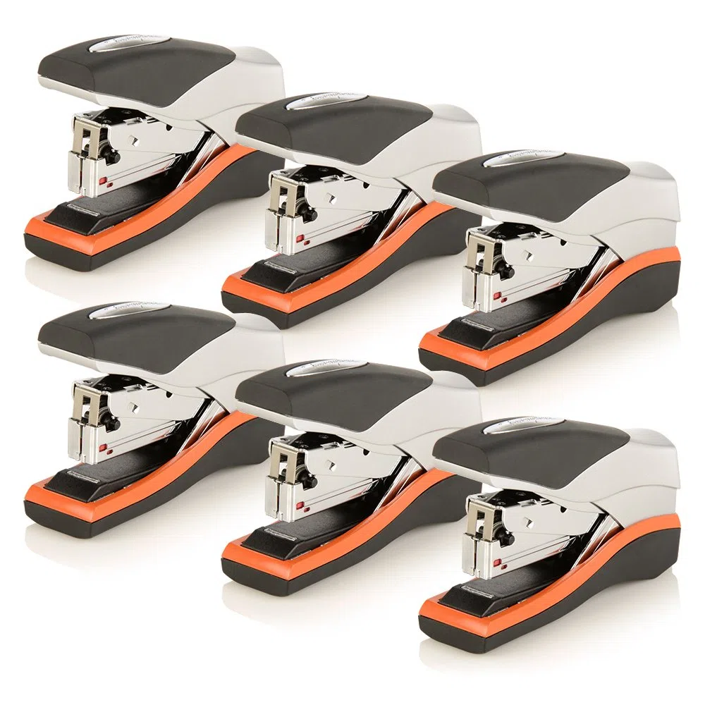 Swingline Grapadora, grapadora de escritorio de media tira, capacidad de 40 hojas, baja fuerza, tamaño compacto, oficina, escritorio, Optima 40, naranja/plata/negro, paquete de 6 (87842) (S7087842-CS)