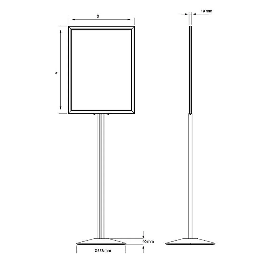 Soporte para carteles en formato DIN A1/A2 (negro, DIN A2)