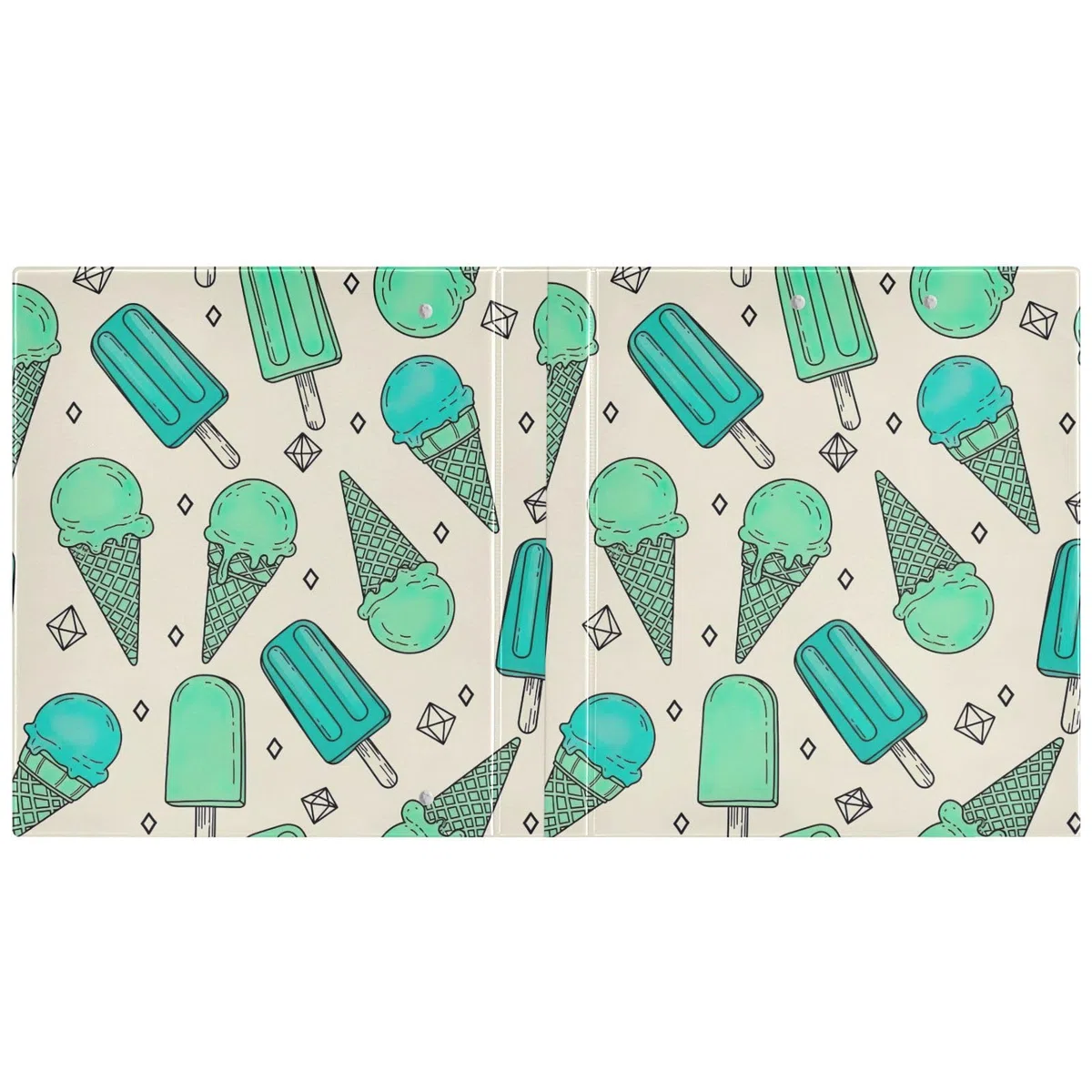Carpeta de 3 anillos, carpeta de anillos en D de helado verde menta turquesa, paquete de 2 | Con portapapeles y bolsillos, para escuela, universidad, oficina