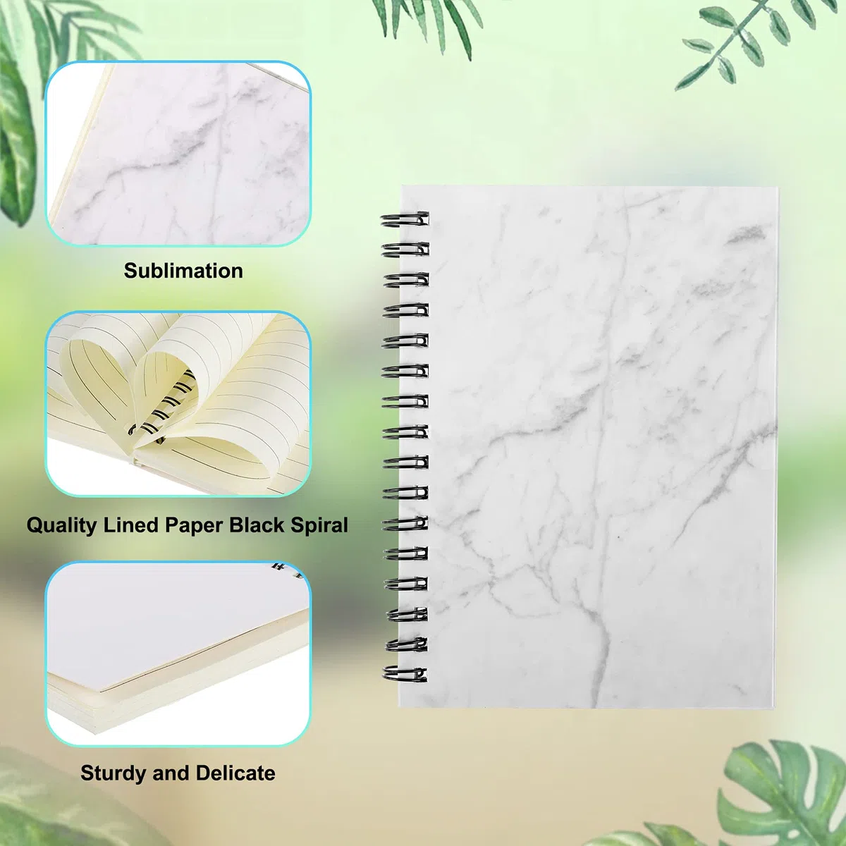 Zonon Cuadernos de sublimación A5, cuadernos en espiral, tapa dura, cuadernos de papel de escritura para escuela, oficina, hogar, suministros de viaje, 60 páginas (12 piezas)