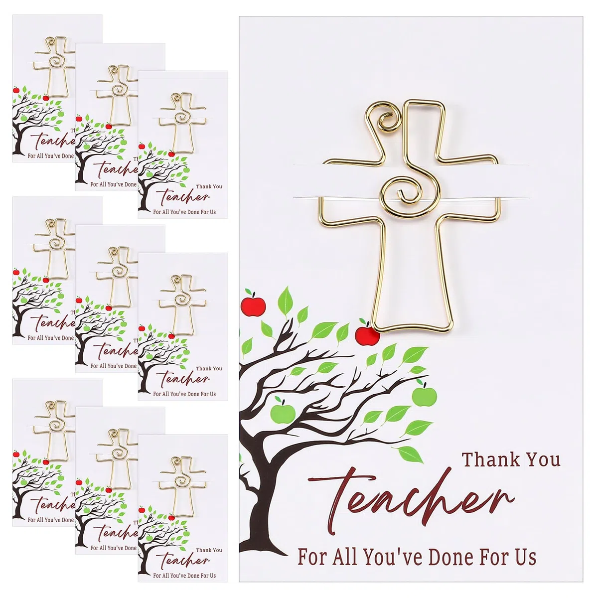 Skyygemm 12 juegos de marcapáginas grandes con cruz dorada, marcapáginas de la Biblia cristiana, clips de papel religiosos, regalo de agradecimiento para profesores, suministros de estudio escolar