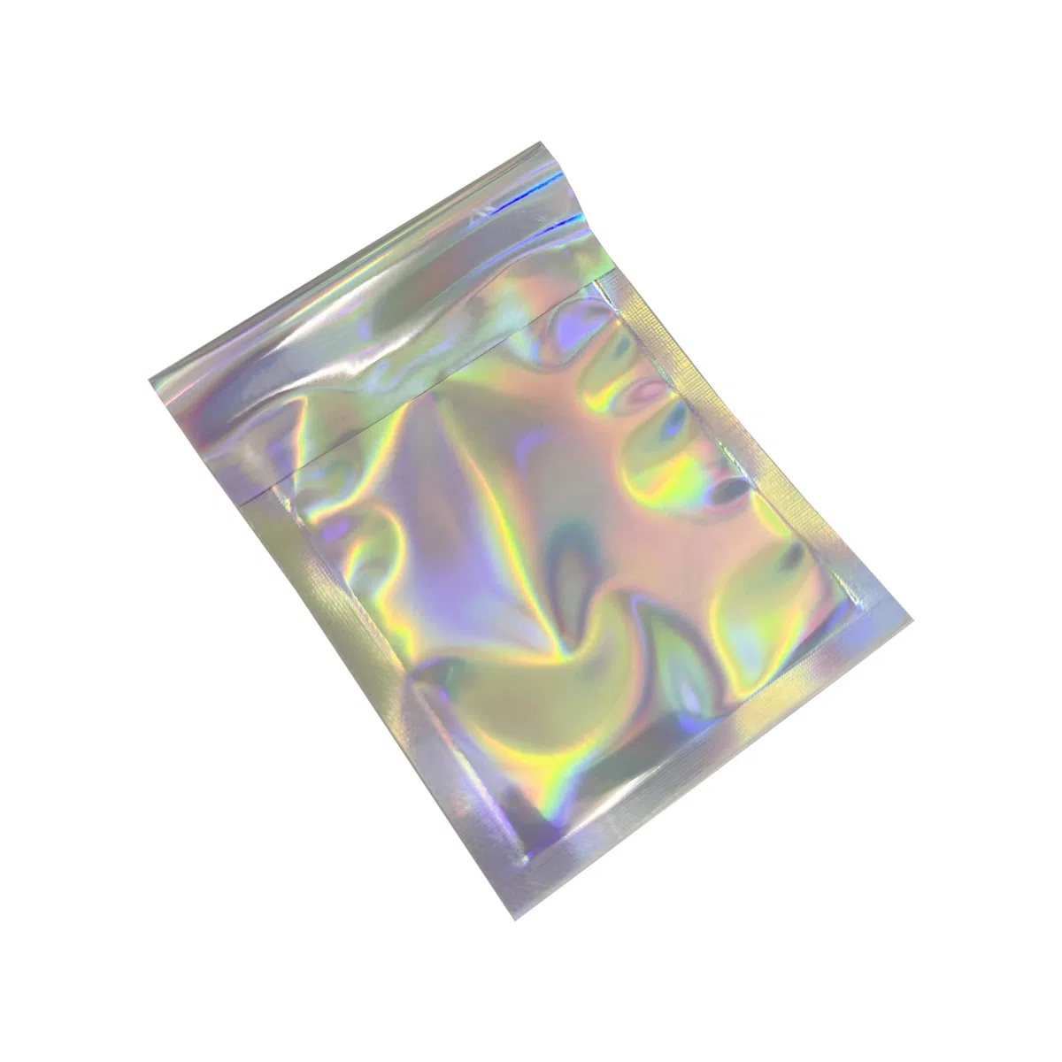Paquete de 100 sobres holográficos metálicos de polietileno con autosellado, bolsas de papel de aluminio con purpurina, sobres de envío, bolsas de almacenamiento para envío (plata, 3.54 x 5.12 + 1.2