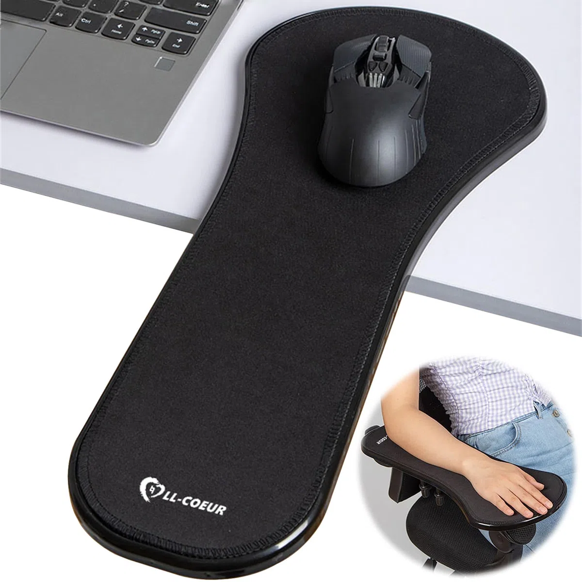 LL-COEUR Reposamuñecas de PC, ergonómico, ajustable, para ordenador, escritorio, para casa y oficina, color negro