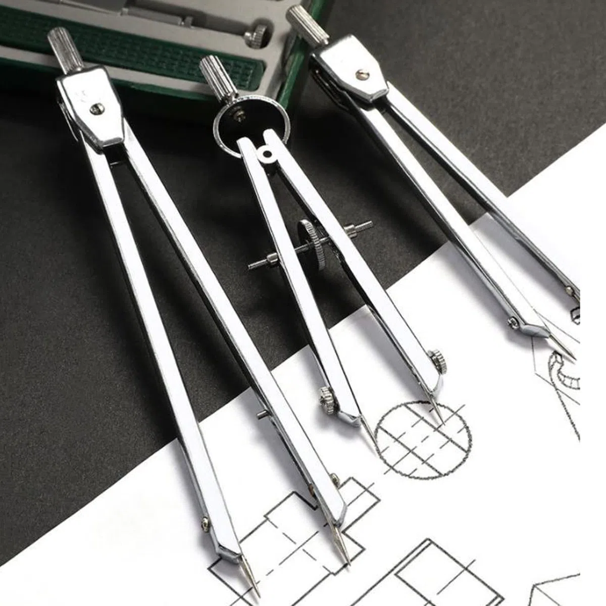 Juego de geometría profesional, kit de herramientas de brújula de matemáticas, herramientas de precisión de metal para escuela, hogar, oficina