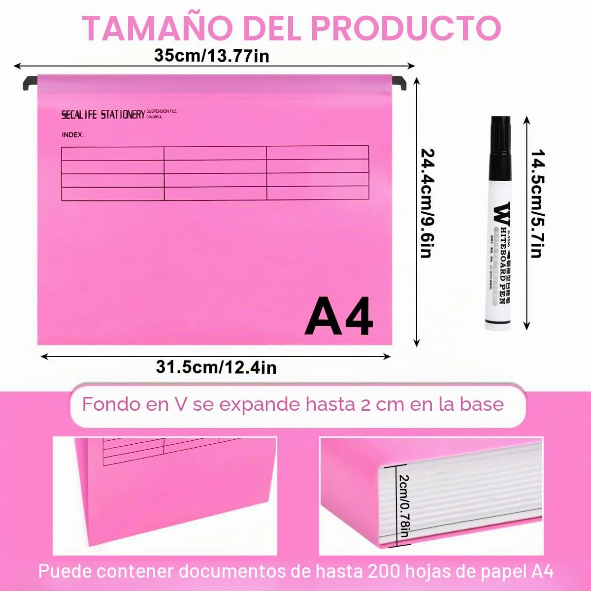 24 Piezas Archivo Carpetas Colgantes Polipropileno,Archivadores Colgantes A4,5 Colores Carpeta Colgante con Pestañas e Inserciones para Escuela, Hogar, Trabajo, Oficina