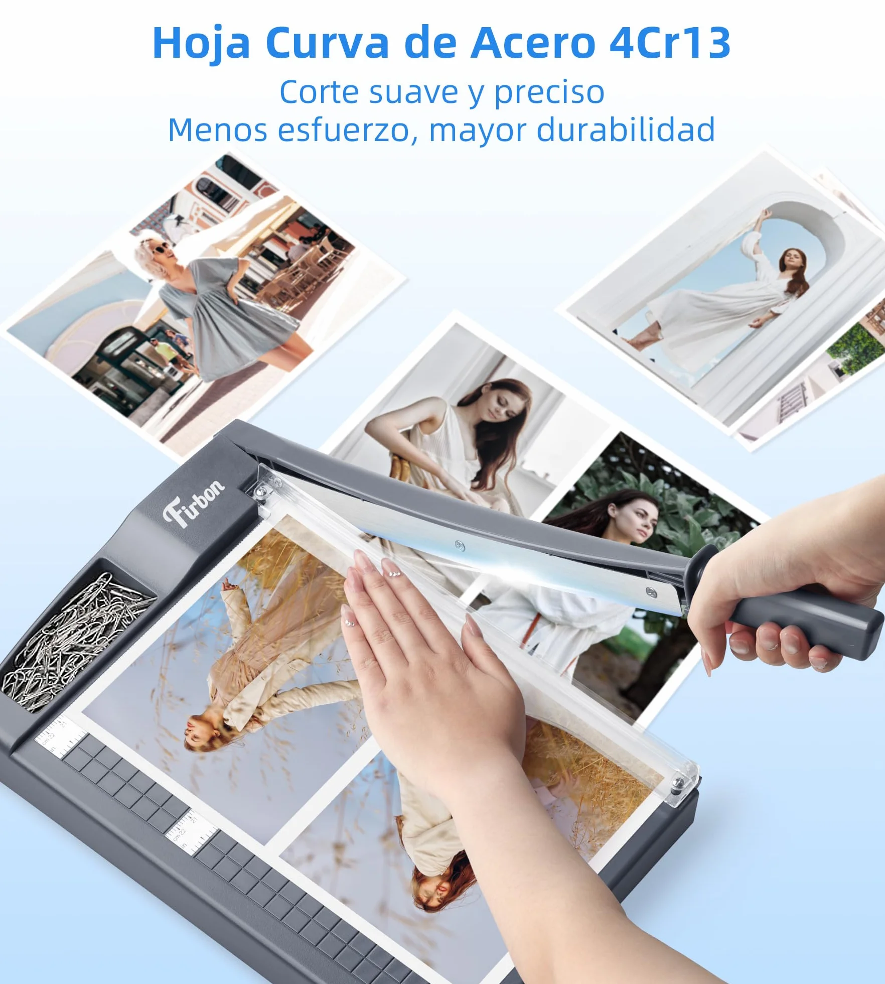 Firbon Guillotina Cortadora de Papel 30 cm, Capacidad de Corte de hasta 12 Hojas A4 80 g/m², con Bloqueo de Seguridad y Regla de Precisión, para Oficina, Escuela, Manualidades y Fotos