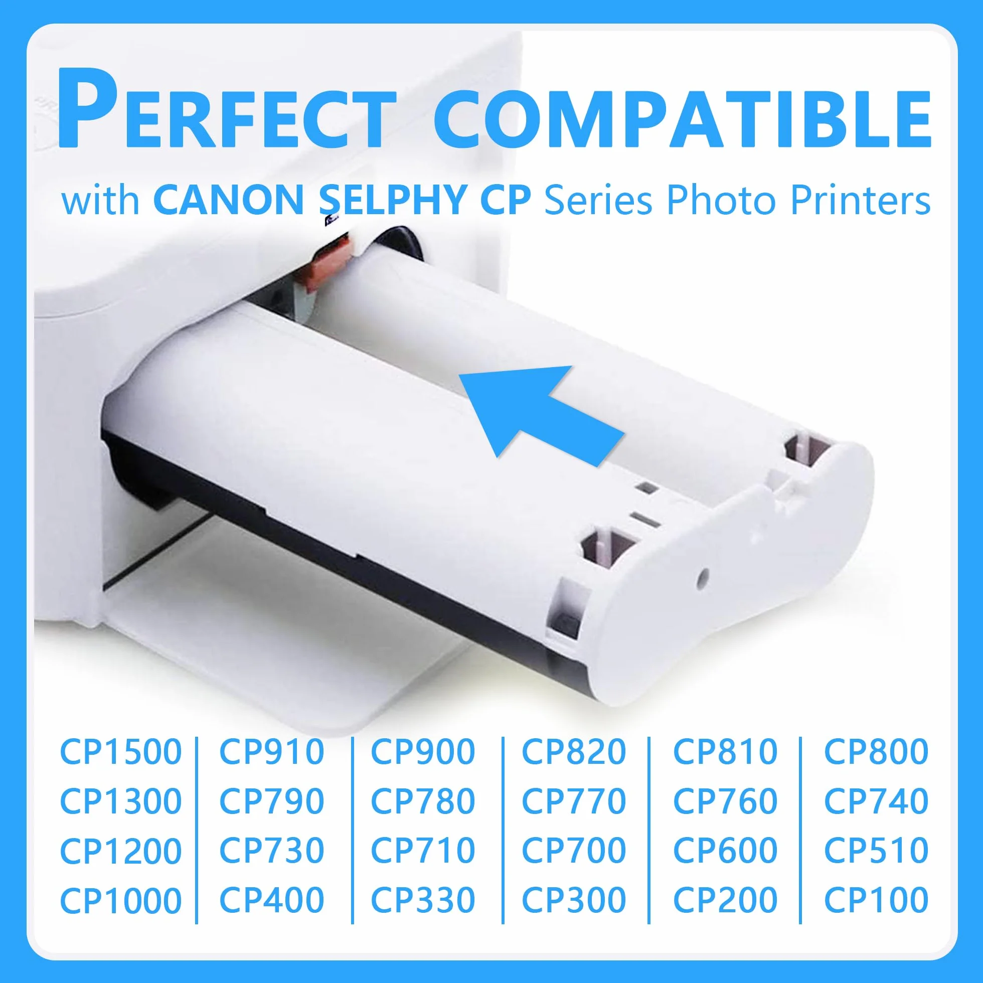 LCL Compatible para Canon Selphy CP1500 CP1300 CP1000 CP1200 CP910 Juego de Papel fotográfico de Tinta, 100 x 148mm 108 Hojas de Papel y 3 Casete de Tinta de Color, para Canon Selphy KP-108IN CP810