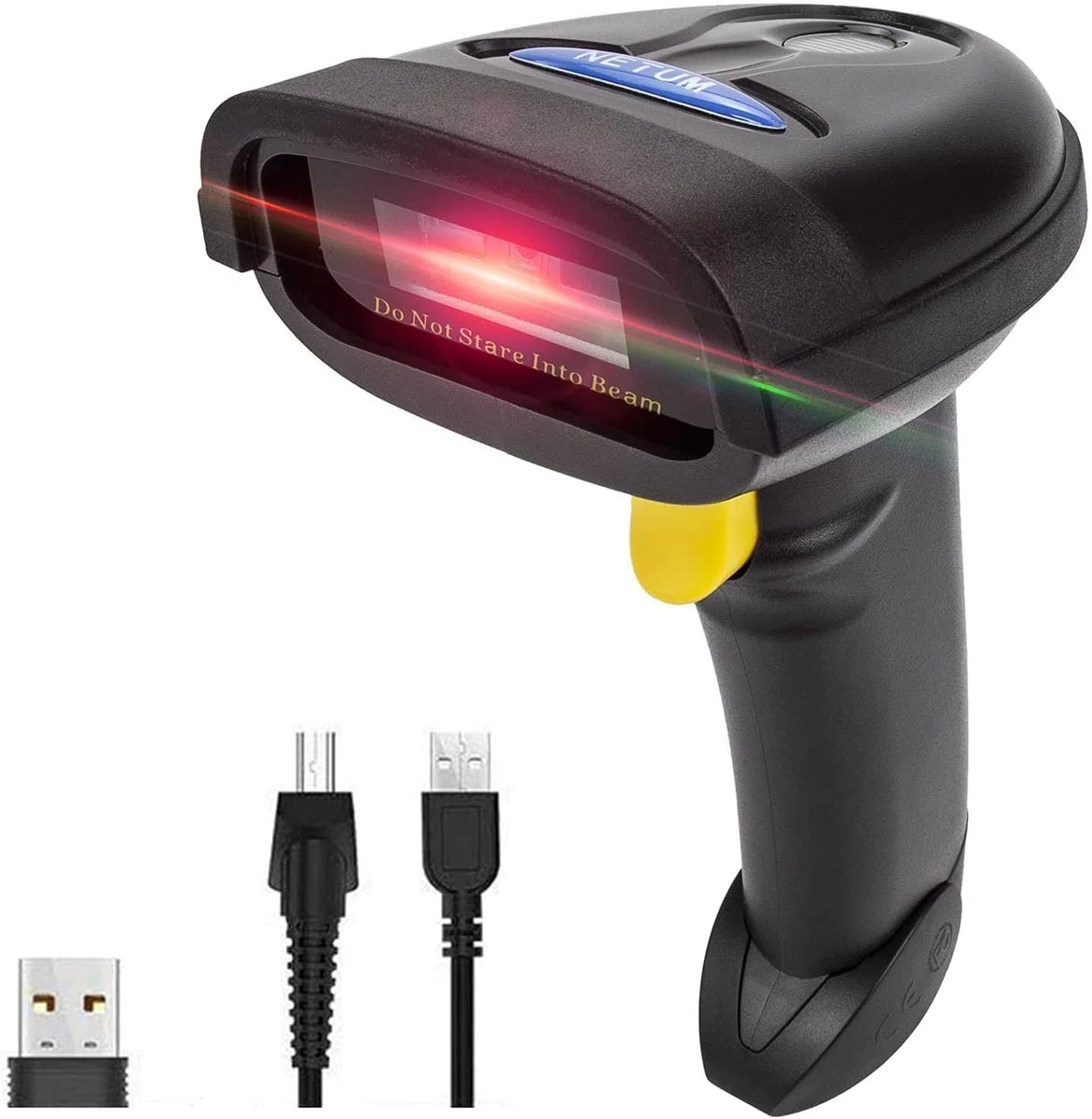 NETUM NT-1228BL Escáner de Código de Barras Bluetooth con Soporte (Amarillo - Escáner de código de Barras QR 2D)
