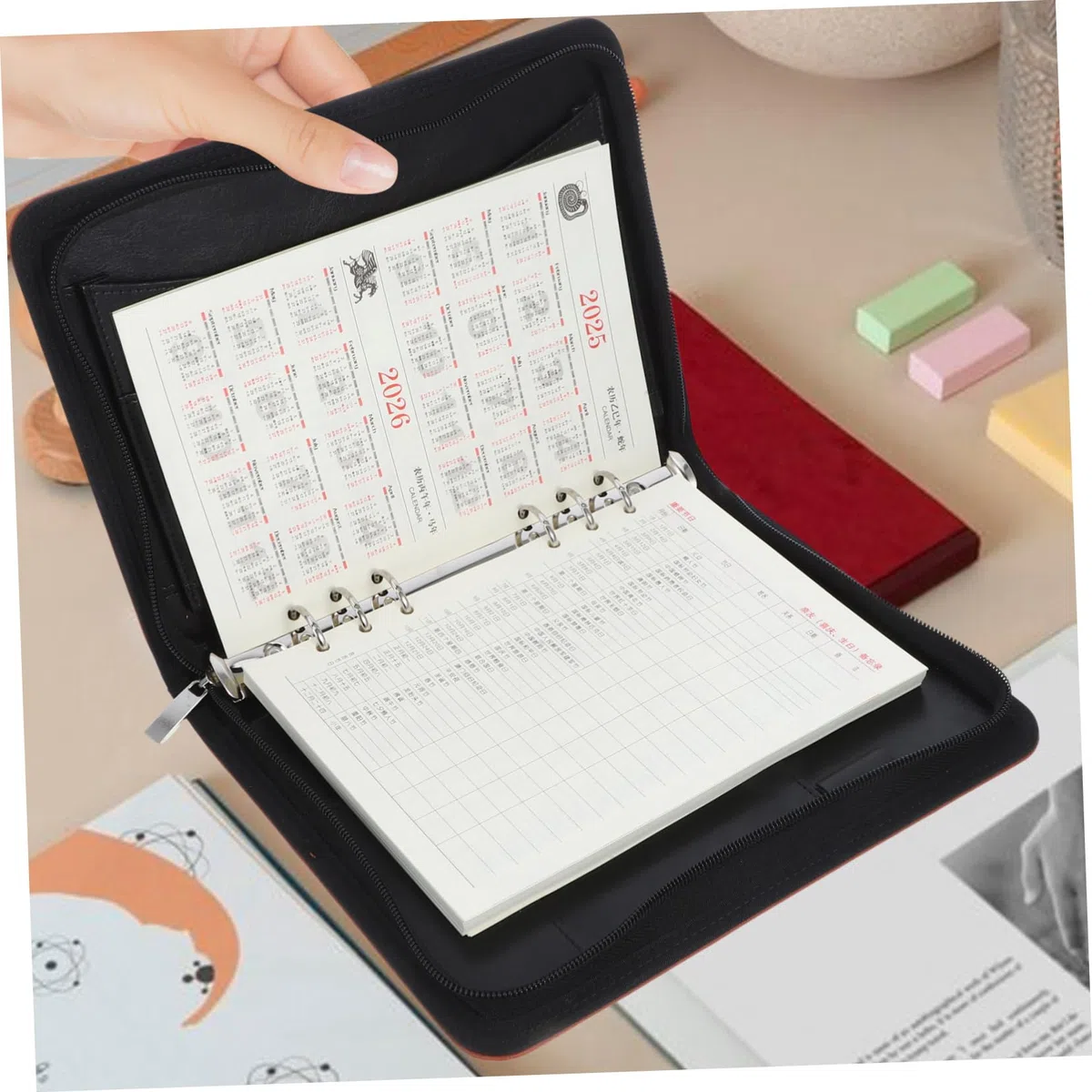 Organizador Carpeta de Chequera Pu Tamaño A5 Cremallera, Portafolios para Documentos Resistente, Carpeta de Negocios para Oficina y Viaje, Adecuado para Profesionales