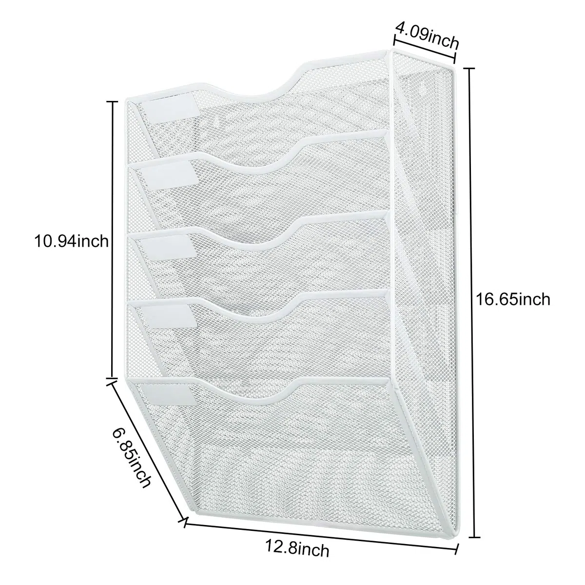 PAG Organizador de Archivos de Oficina Para Colgar en la Pared, Revistero Pared De Malla Con 5 Bolsillos , Organizador Pared Vertical Para Documentos de Oficina,Blanco