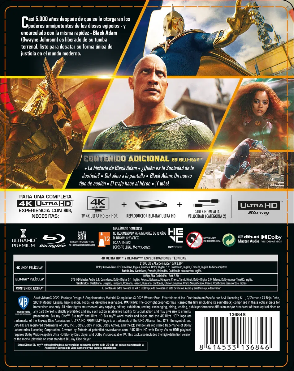 Black Adam (4K UHD + Blu-ray) (Ed. especial metálica) [Blu-ray]