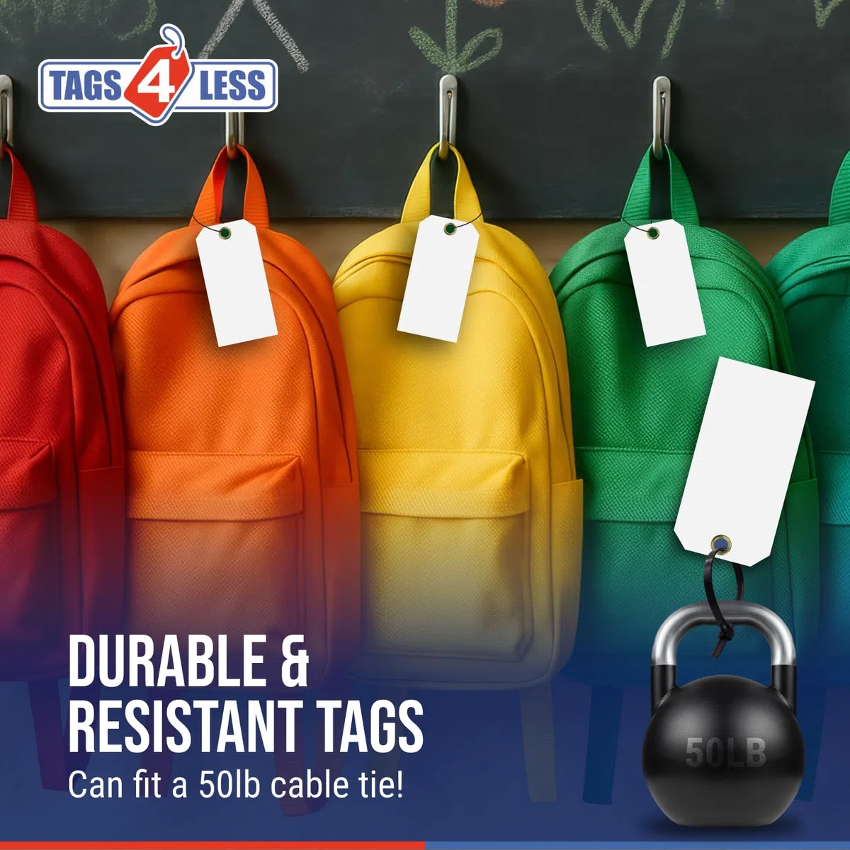 Etiquetas de plástico impermeables resistentes de 15 mil, equipamiento, válvula, mochila, paquete de 100 (3 x 6 pulgadas, blanco)